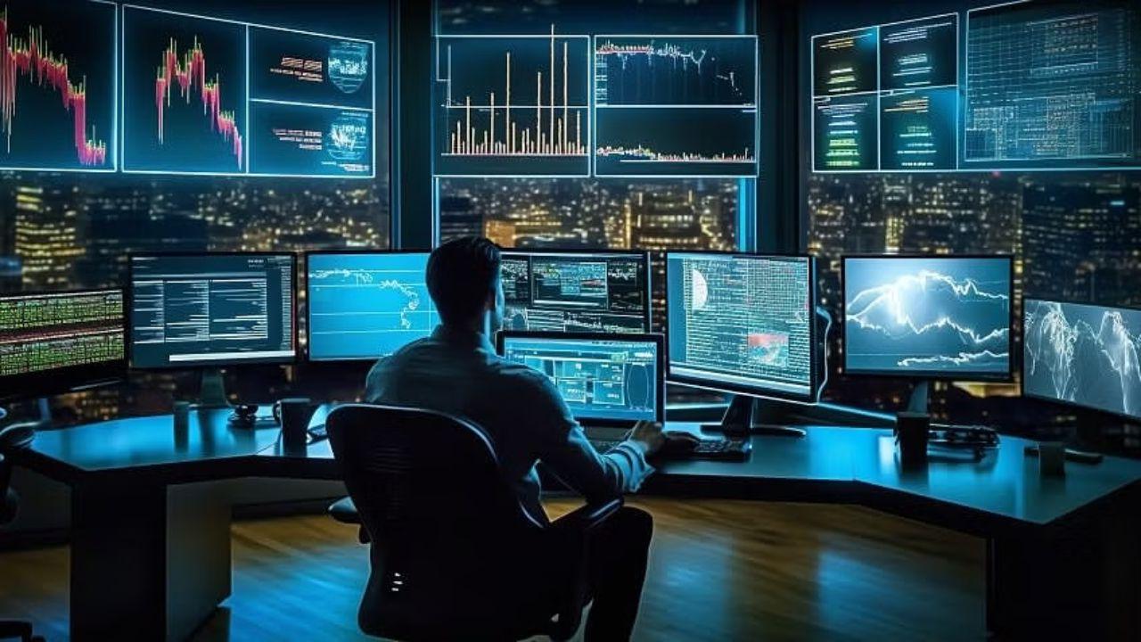 man sitting in front of several computer screens