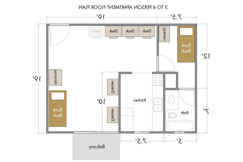 3 to 4 person plan view