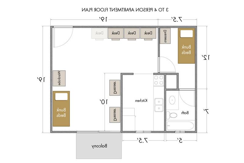 3 to 4 person plan view