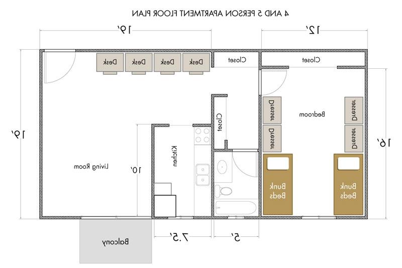 4 to 5 person plan view